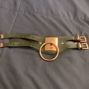 Honey Birdette Rose Gold and Black leather cuff